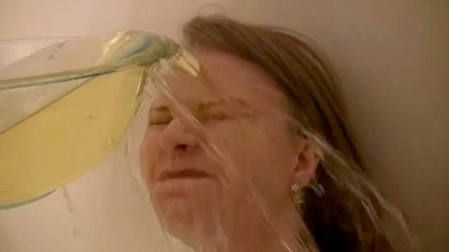 Piss tramp Natalia gets a face full shower from a bowl filled with pee