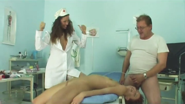Piss therapy from the doc and nurse Pepper helps resuscitate the patient